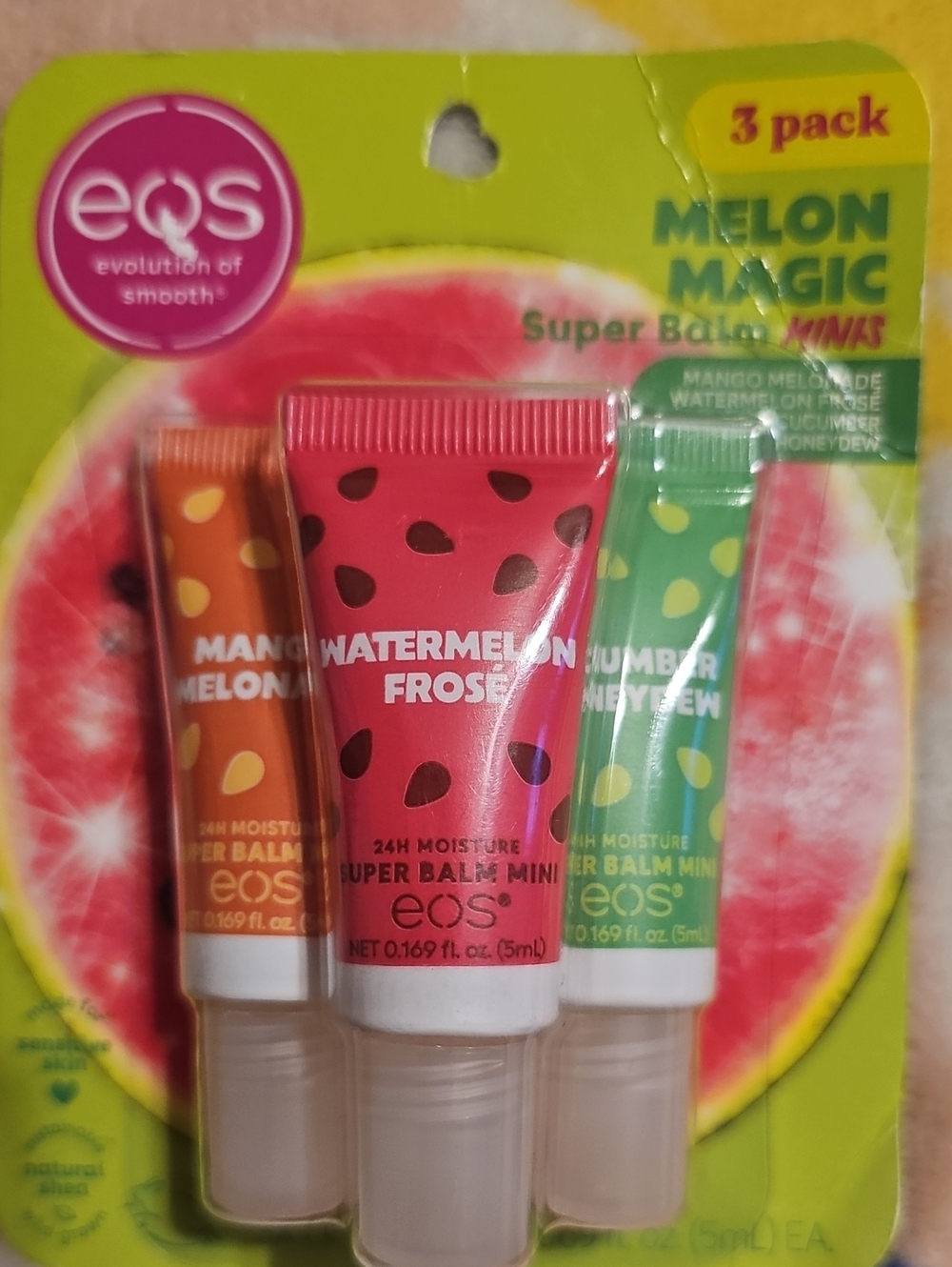 eos Melon Magic Super Balm Minis Trio - Pink, Orange, Green
